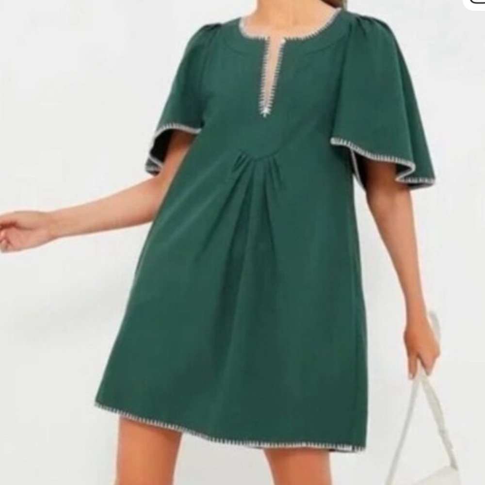 Tuckernuck Green stitch Finley flutter dress